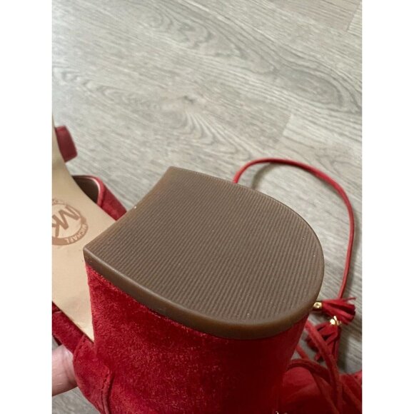 Michael Kors Mirabel Suede Open Toe Lace Up Sandal Heels Size 5 - Picture 8 of 11